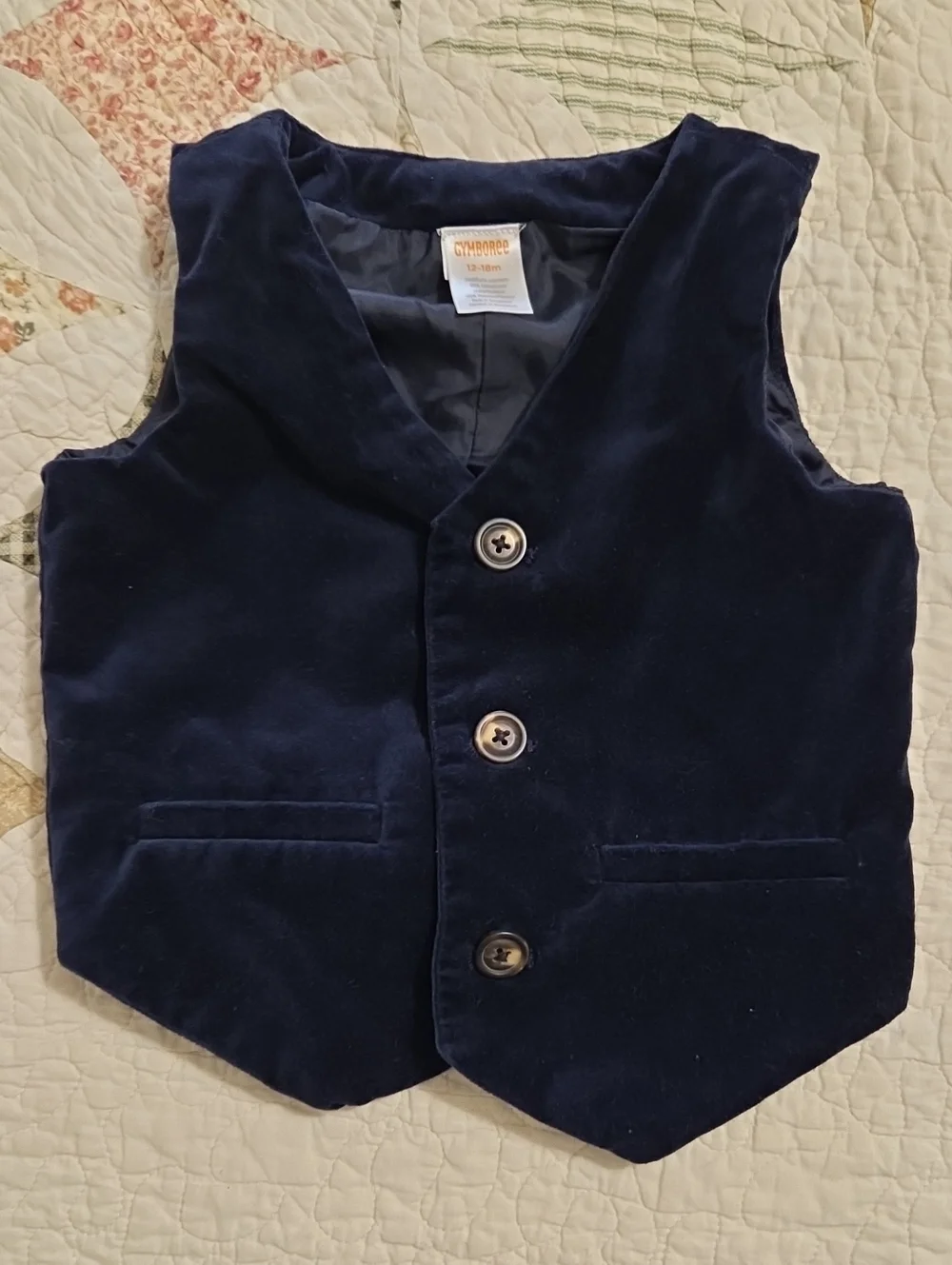 Gymboree Navy Velvet Kids Vest with Buttons